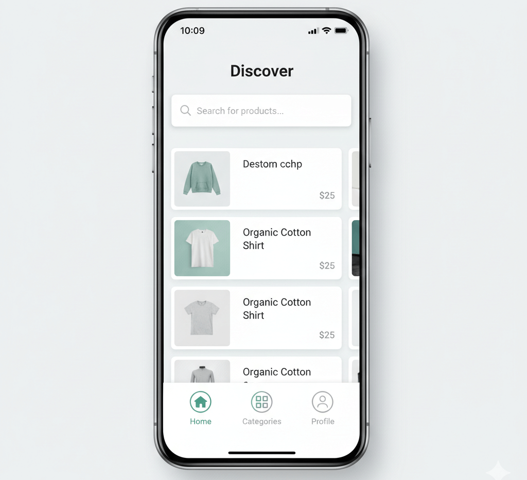 Native mobile app interface example built with Flutter