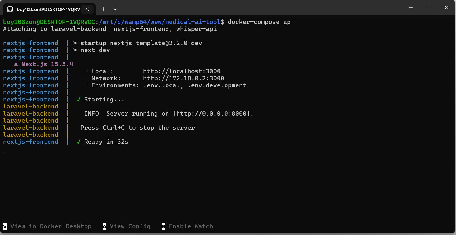 Website Using Docker, OpenAI Whisper, Next.js & Laravel on Windows WAMP